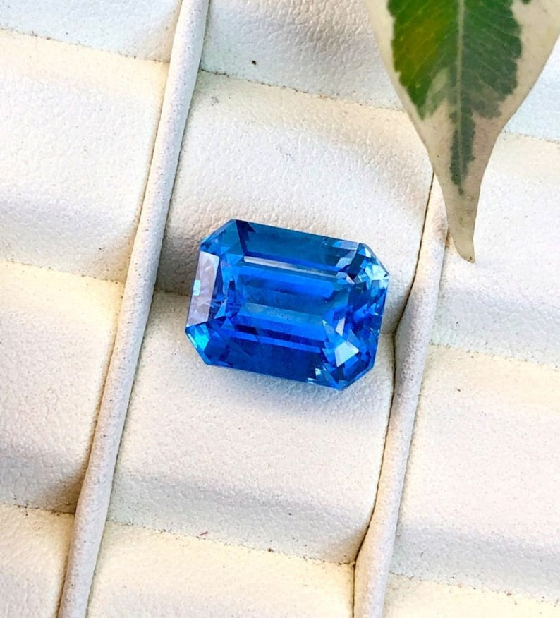 Emerald Cut Santa Maria Color Natural Aquamarine Gemstone, Blue Aquamarine, Aquamarine Gift 7.50 cts