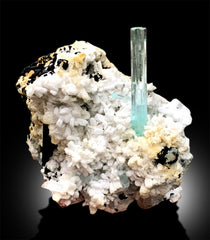 Aquamarine Crystals, Tourmaline Specimen, Aquamarine Specimen, Aquamarines with Schorl, Aquamarine on matrix, Aquamarine Cluster, 327 g