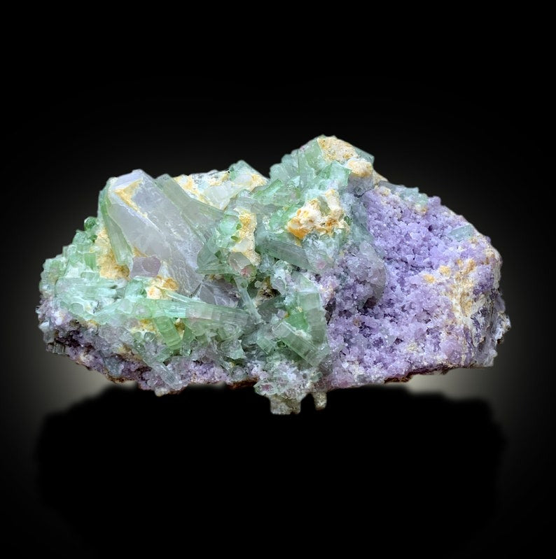 Natural Bicolor Tourmaline Cluster with Quartz and Lepidolite, Tourmaline Specimen, Raw Mineral, Tourmaline from Afghanistan - 823 gram