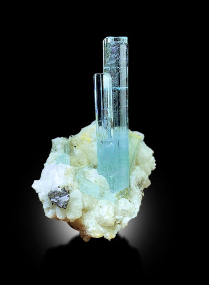 Aquamarine Crystals with Schorl on matrix from Shigar Valley Skardu Pakistan, 35 gram