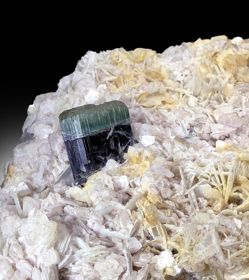 Natural Blue Cap Tourmaline on Mica Matrix, Tourmaline Crystal, Tourmaline Specimen, Tourmaline from Afghanistan - 2777 gram