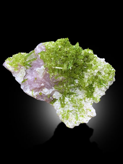 Green Tourmaline Crystals with Pink Lepidolite, Tourmaline Specimen, Tourmaline Cluster, Tourmaline for sale, Mineral Specimen, 492 g