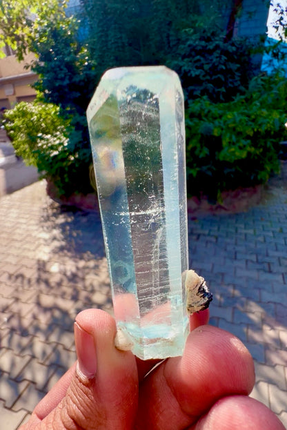 Aquamarine crystal with Hematite Flower from Pakistan, 48 gram