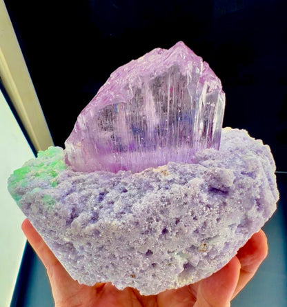 Pink Kunzite with Green Tourmalines on Lepidolite from Afghanistan, 749 gram