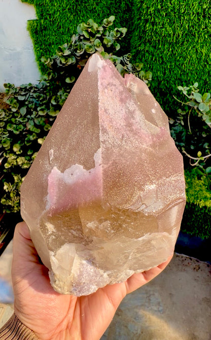 Crystallized Rose Quartz with Tourmaline on Smoky Quartz from Afghanistan, 2025 gram