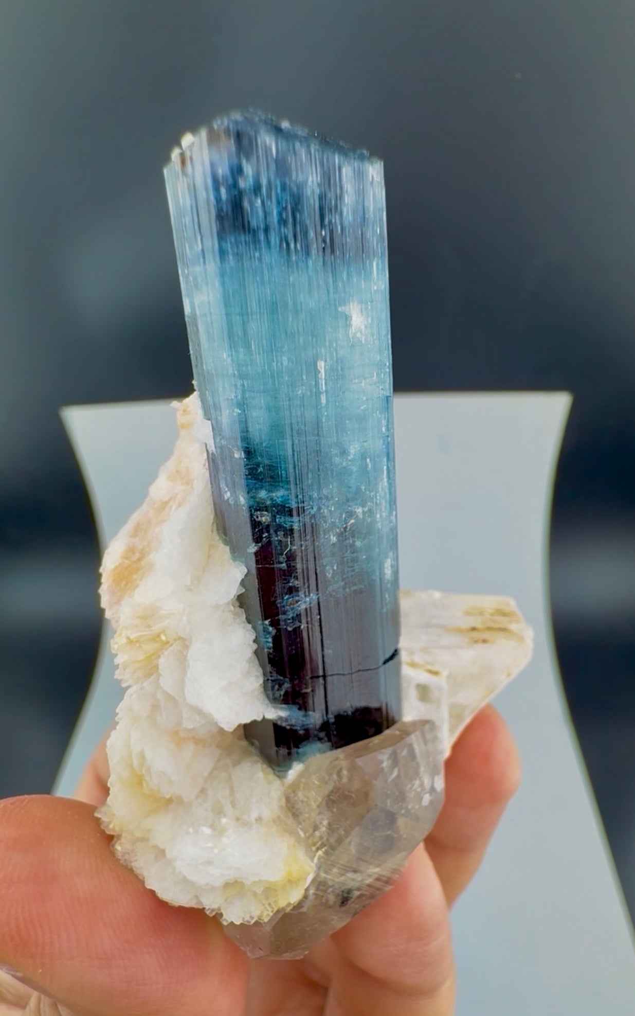 Indicolite Blue Tourmaline with Smoky Quartz, Albite and Mica from Afghanistan, 64 gram