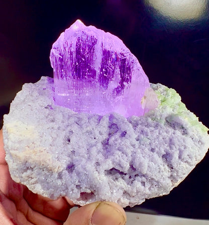 Pink Kunzite with Green Tourmalines on Lepidolite from Afghanistan, 749 gram