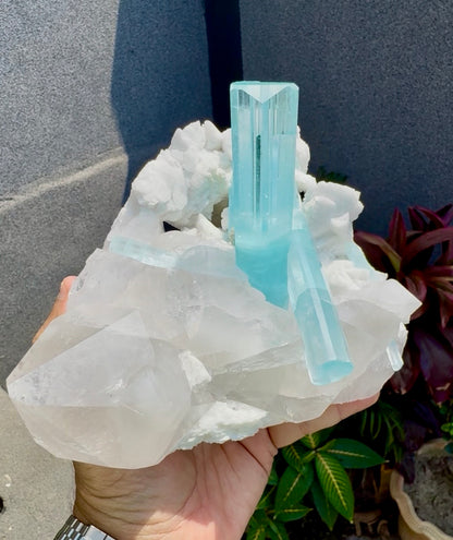 Museum Grade Aquamarine specimen with Quartz and Feldspar from Pakistan, 1696 gram