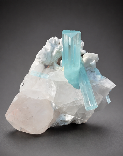 Museum Grade Aquamarine specimen with Quartz and Feldspar from Pakistan, 1696 gram