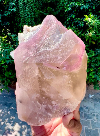 Crystallized Rose Quartz with Tourmaline on Smoky Quartz from Afghanistan, 1830 gram
