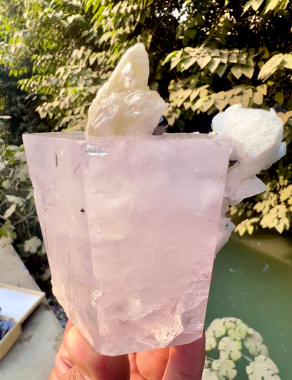Pink Morganite crystal with Tourmalines, Mica and Feldspar from Pakistan, 365 gram