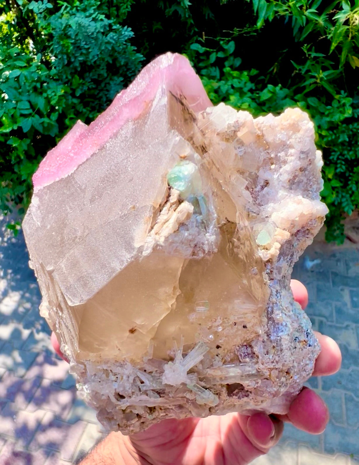 Crystallized Rose Quartz with Tourmaline on Smoky Quartz from Afghanistan, 1830 gram
