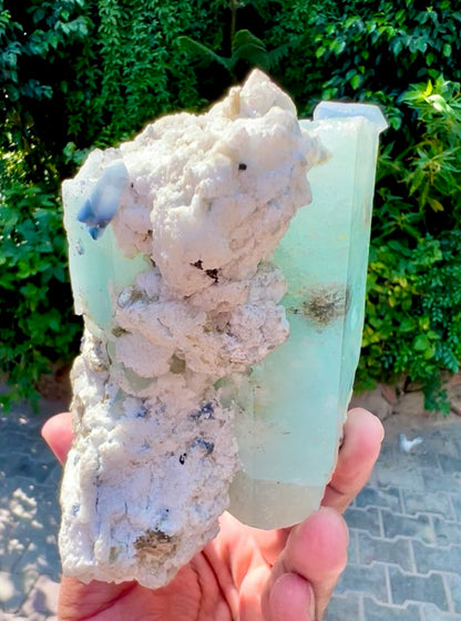 Aquamarine with Blue Indicolite Quartz and Albite from Afghanistan, 1277 gram