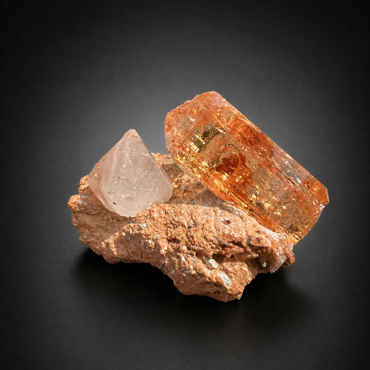 Natural Golden Topaz Crystal on Matrix from Katlang Pakistan, 59 gram