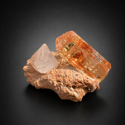 Natural Golden Topaz Crystal on Matrix from Katlang Pakistan, 59 gram