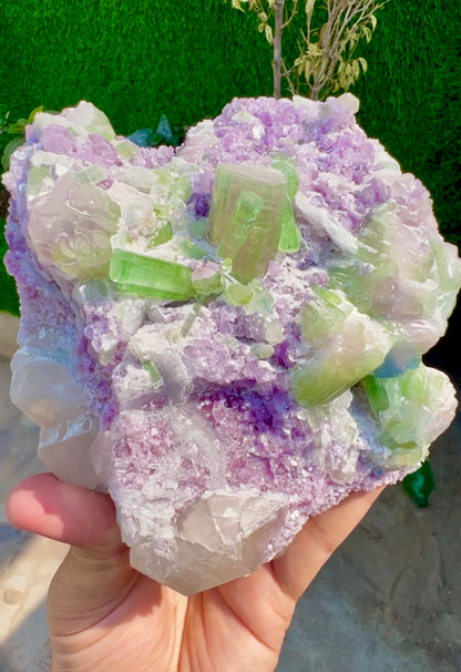 Watermelon Tourmaline Crystals with Lepidolite and Quartz from Paprok, 1300 gram