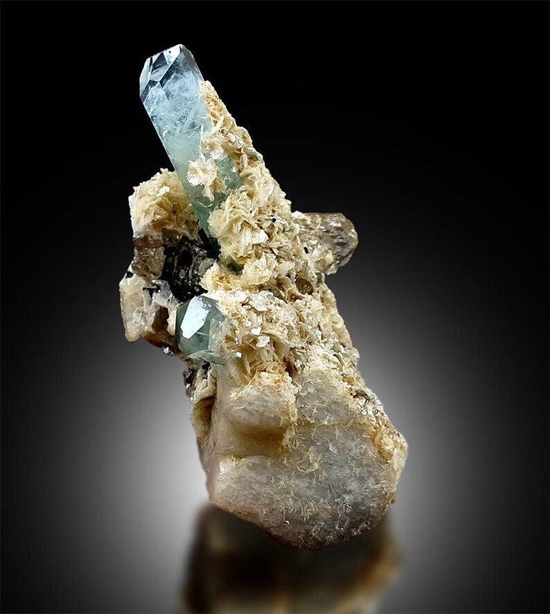 Aquamarine Crystals with Topaz, Tourmaline Schorl, Aquamarine specimen, Topaz crystals, Feldspar stone, Aquamarine stone, 196g , 74*72*54 mm