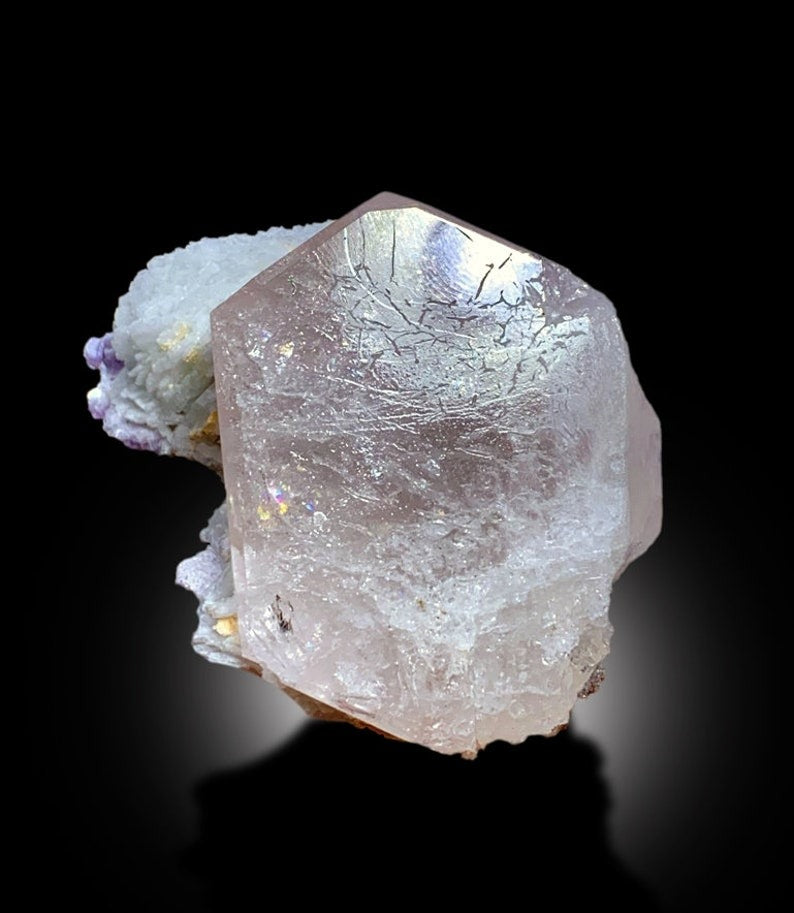 Morganite Specimen, Morganite Crystal, Morganite on Albite, Raw
