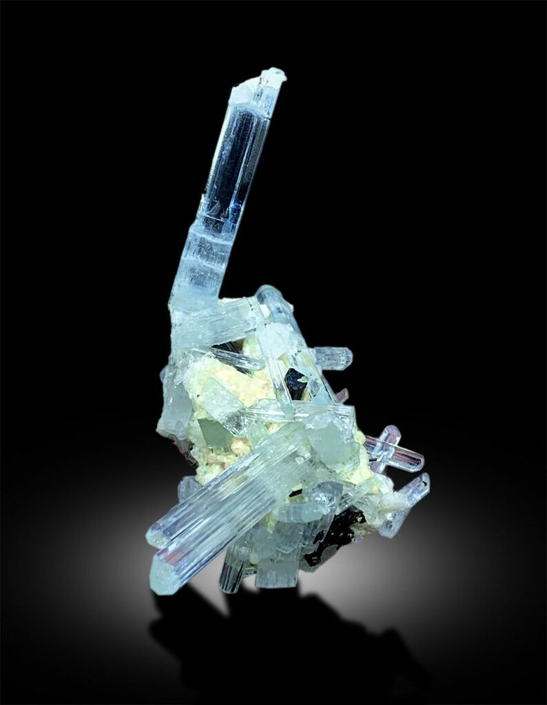 Aquamarine Cluster, Aquamarine Specimen, Aquamarine Crystals, Tourmaline Crystals, Schorl Specimen, Aquamarine Schorl, Mineral Specimen, 27g