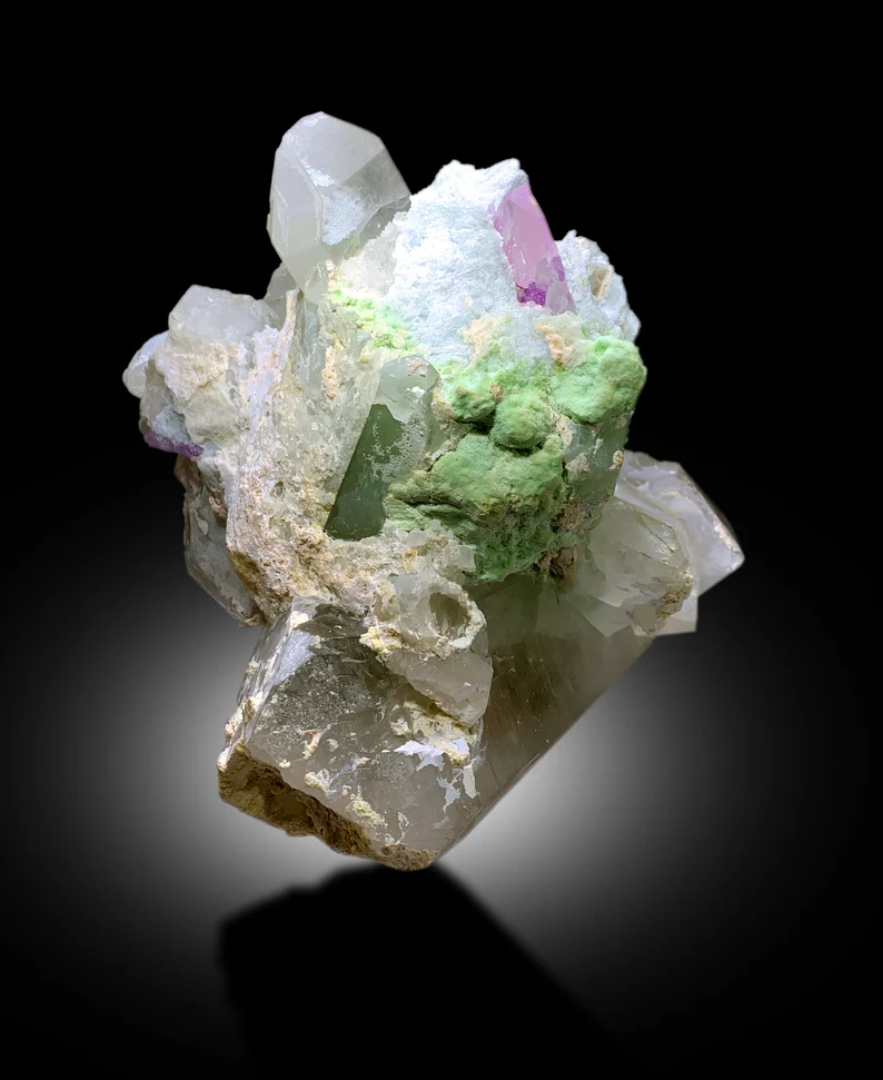 Natural Pink Color Kunzite with Green Tourmalines, Quartz and Cleavelandite Albite, Mineral Specimen, Raw Mineral, Kunzite Specimen - 8.2 Kg