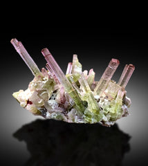 Exquisite Bicolor Tourmaline Cluster on Matrix, Tourmaline Specimen, Tourmaline from Paprok Afghanistan - 56 gram