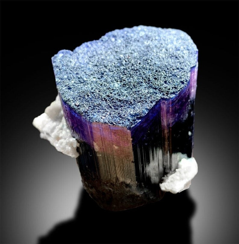 Blue Purple Tourmaline Crystal with Cleavelindite, Mineral Specimen, Natural Tourmaline, Tourmaline From Paprock 106 g , 37*46*39 mm