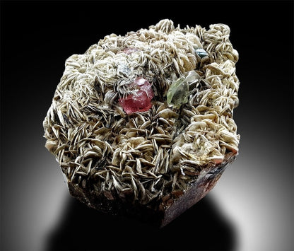 Pink Apatite with Green Fluorite on Muscovite Mica, Pink Apatite, Fluorite Specimen, Apatite Crystal, Aesthetic Specimen, 928 Gram