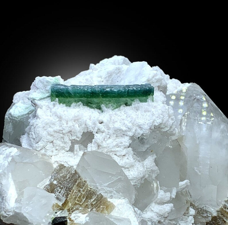 Blue Cap Tourmaline with Quartz Crystals, Muscovite Mica and Albite, Tourmaline Specimen, Tourmaline Crystals, Mineral Specimen, 3175 gram