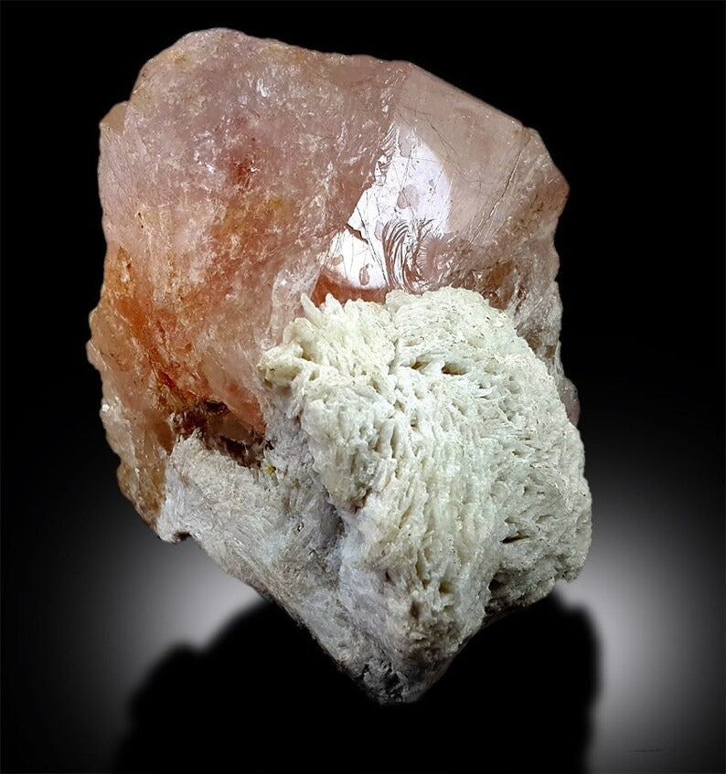 Pink Morganite Crystal With Albite, Natural Morganite, Fine Minerals, Morganite SPecimen From Afghanistan 1568 Gram