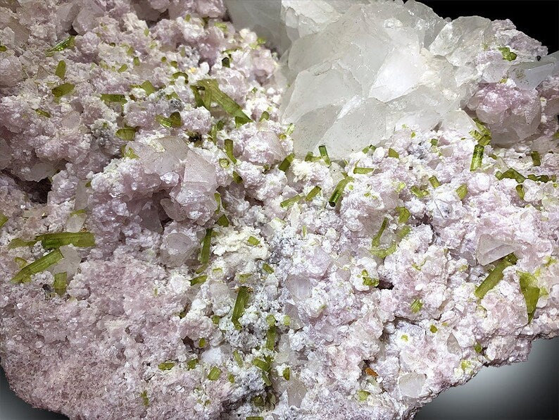 Tourmaline Crystals with Pink Lepidolite and Quartz Specimen, Green Tourmaline Cluster, Tourmaline for sale, Mineral Specimen, 16kg