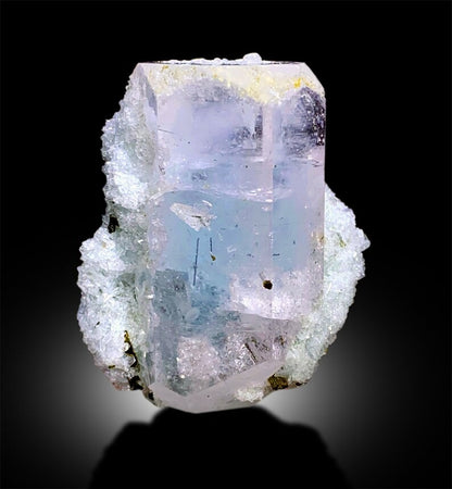AquaMorganite with Green Tourmalines, Pink Morganite Crystal with Blue Core, Tourmaline cluster, Mineral Specimen, Bicolor Beryl, 54 Gram