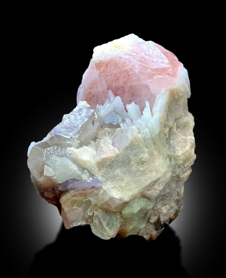 Pink Morganite Specimen, Morganite Crystal, Morganite with Quartz and Albite, Mineral Specimen, Raw Morganite, Crystal Specimen, 563 gram