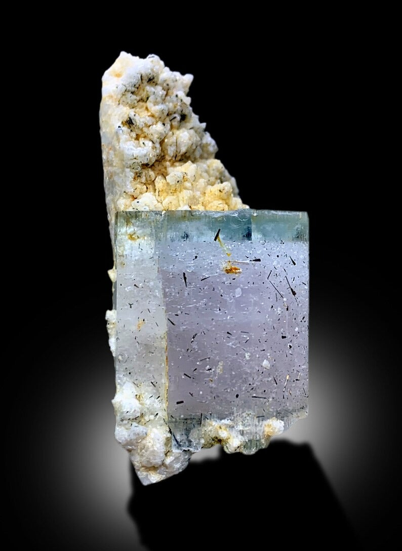 AquaMorganite, Morganite Var Aquaamrine, AquaMorganite With Schorl and Feldspar From Skardu Pakistan - 54 gram