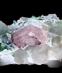 Pink Morganite With Green Tourmalines, Quartz and Albite Mineral Specimen From Afghanistan - 514 gram