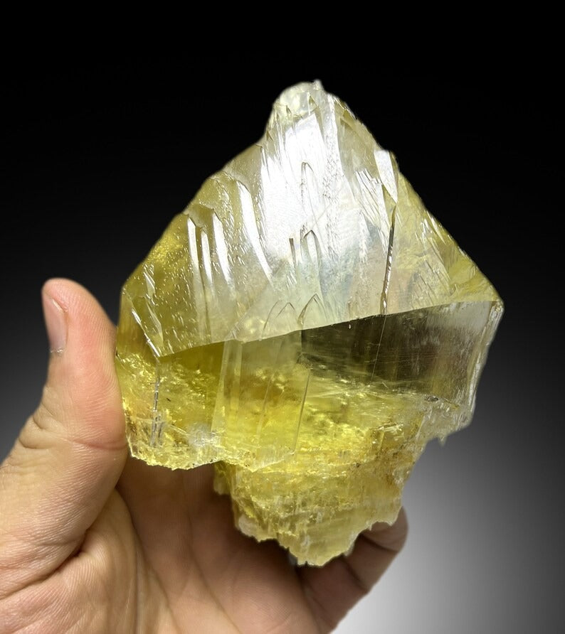 Transparent Yellow Triphane Kunzite with Complex Terminations, Kunzite Stone, Raw Mineral, Kunzite Gemstone, Mineral Specimen - 296 gram