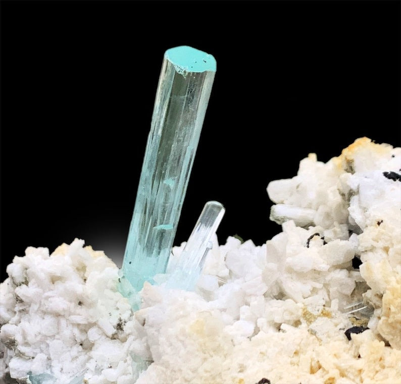 Aquamarine Crystals, Tourmaline Specimen, Aquamarine Specimen, Aquamarines with Schorl, Aquamarine on matrix, Aquamarine Cluster, 327 g