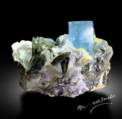 Natural Aquamarine Crystals with Muscovite Mica, Aquamarine Cluster, Aquamarine Specimen, Aquamarine for sale 922 Gram