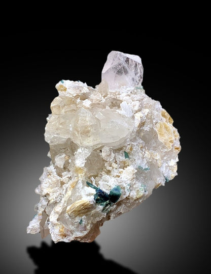 Natural Morganite Crystal with Indicolite Tourmalines, Quartz and Mica, Morganite Specimen, Morganite from Afghanistan - 1065 gram