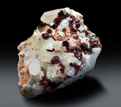 Red Garnet Crystals Cluster with Quartz, Natural Garnet, Garnet Stone, Garnet Rough, Fine Mineral, Garnet Specimen - 743 g