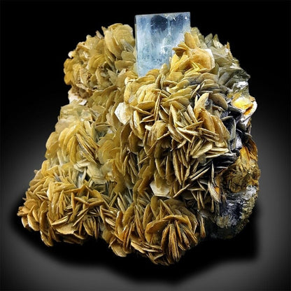 Natural Blue Color Aquamarine Crystal with Muscovite Mica, Aquamarine Specimen, Aquamarine from Gilgit Baltistan Pakistan - 1100 gram