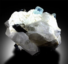 Aquamarine Crystals With Quartz, Natural Blue Aquamarine, Aquamarine Specimen, Aquamarine stone, Albite And Mica, Mineral Specimen, 1645 g