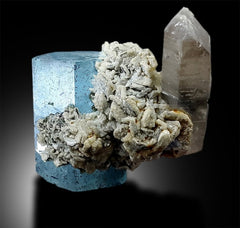 Aquamarine with Smoky Quartz and Mica, Blue Aquamarine, Natural Aquamarine, Raw Aquamarine, Aquamarine From Pakistan 163 Gram