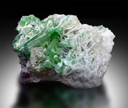 Tourmaline Crystals with Pollucite Lepidolite and Albite, Pollucite Crystal, Green Tourmaline Crystals, Combo Mineral, Rare Specimen 1089g