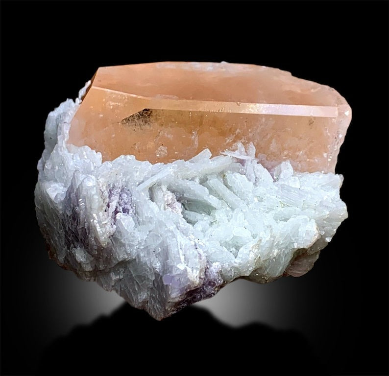 Morganite Specimen, Morganite Crystal, Morganite on Albite, Peach color Morganite, Raw Morganite, Morganite stone, Mineral Specimen, 192 g