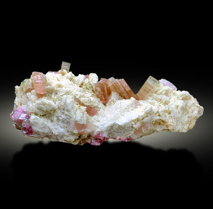 Natural Watermelon Tourmaline Crystals with Albite, Tourmaline Cluster, Tourmaline from Paproke, District Nuristan Afghanistan - 771 gram