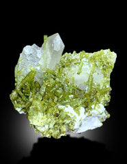 Green Tourmaline Crystals Cluster with Pollucite and Quartz From Chapu Mine Skardu Pakistan - 892 gram