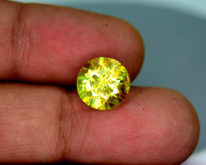 Round Cut Yellow Sphene Gemstone, Great Dispersion Sphene Gemstone, Loose Gemstone - 5.45 CT