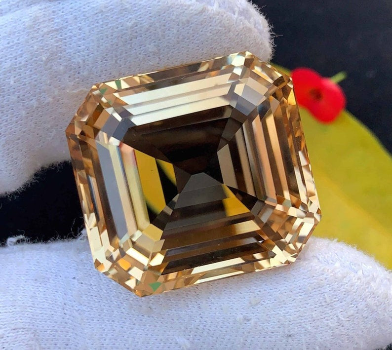 Asscher Cut Champagne Topaz Gemstone, Loose gemstone, Topaz Faceted Cut Stone, Jewellry Making, Topaz Jewellry - 201.00 CT