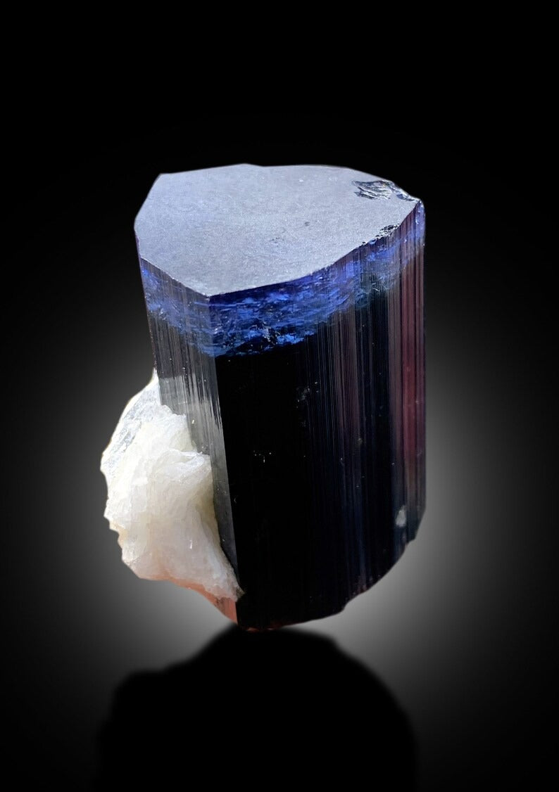 Natural Blue Cap Tourmaline Crystal with Cleavelandite Albite, Tourmaline Specimen, Tourmaline Crystal from Paproke Afghanistan - 38 gram