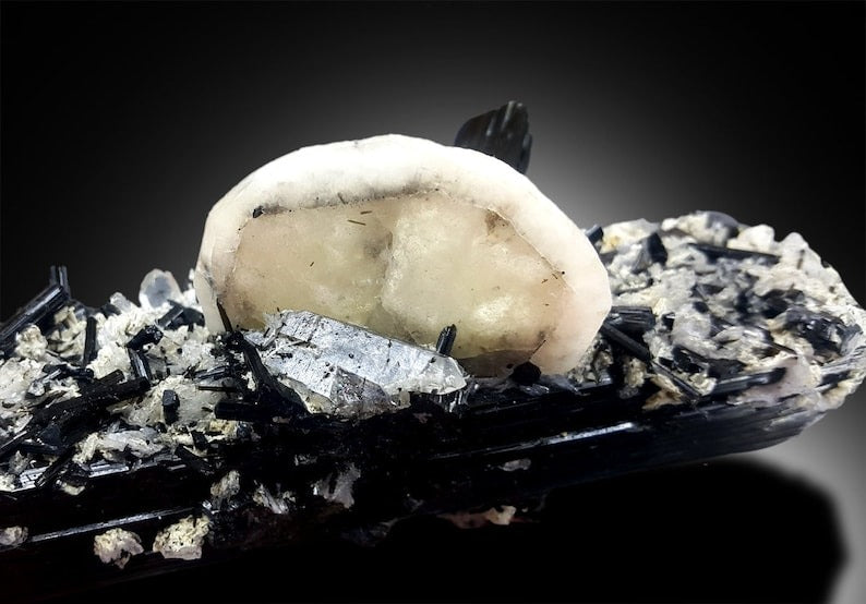 Apatite Crystal with Topaz Schorl and Albite Mineral Specimen from Skardu Pakistan - 325 Gram